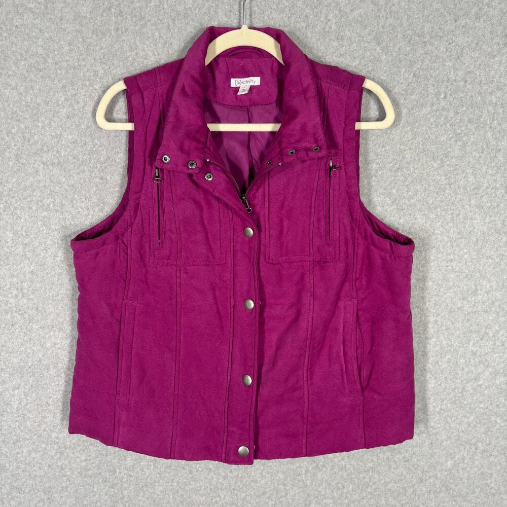 Relativity Vest Large‎ Pink Faux Micro Suede Puffer Padded Farmhouse Hiking